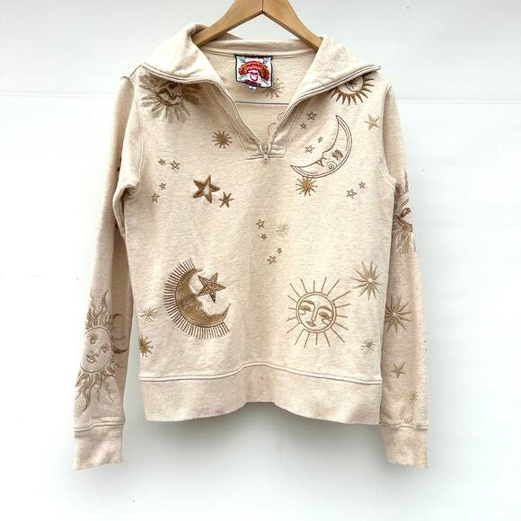 Johnny Was Lunata Half Zip Sweater Celestial Quarter Zip Beige Cream XS Pullover - Picture 3 of 12